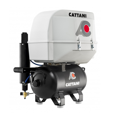 Cattani 45-165 - безмасляный стоматологический компрессор для CAD/CAM, трехцилиндровый, в пластиковом кожухе, c осушителем, с ресивером 45 л, 165 л/мин  | Cattani (Италия)
