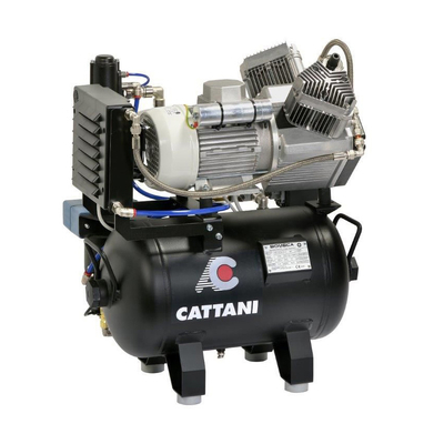 Cattani 30-160 - безмасляный компрессор для 2-х стоматологических установок, c осушителем, без кожуха, с ресивером 30 л, 160 л/мин, однофазный | Cattani (Италия)