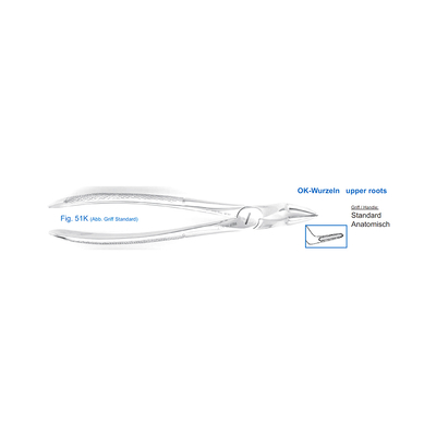 Щипцы для удаления зубов верхние, корневые (11-51K) | HLW Dental Instruments (Германия)