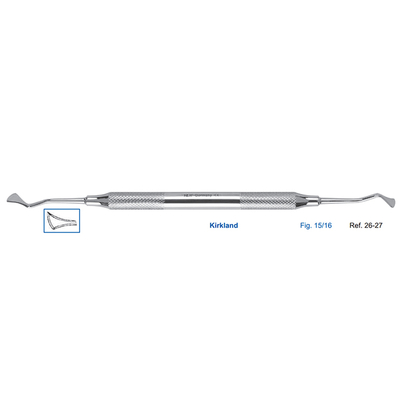 Скейлер парадонтологический, Kirkland, форма 15/16, ручка диаметр 8 мм | HLW Dental Instruments (Германия)