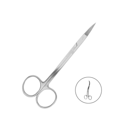 Ножницы хирургические двойной изгиб, зубчатая поверхность, La Grange, 135 мм | HLW Dental Instruments (Германия)