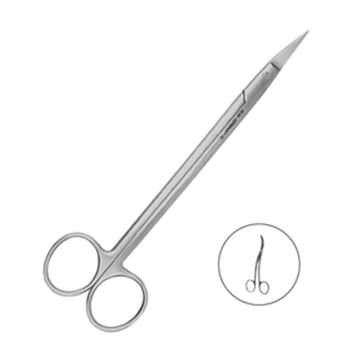 Ножницы хирургические двойной изгиб, зубчатая поверхность, DEAN, 175 мм | HLW Dental Instruments (Германия)