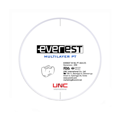 Everest Multilayer PT - циркониевый диск многослойный, предварительно окрашенный, диаметр 98 мм | UNC (Ю. Корея)