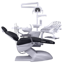 Azimut 200A MO - стоматологическая установка с верхней подачей инструментов, мягкой обивкой кресла и двумя стульями