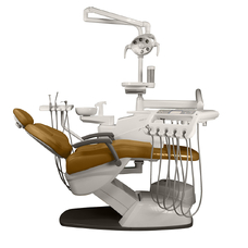 Azimut 400A Classic MO - стоматологическая установка с верхней/нижней подачей инструментов, мягкой обивкой кресла и двумя стульями