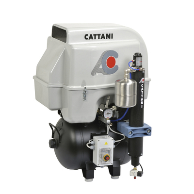 Cattani 45-238 - безмасляный компрессор для 3-4 стоматологических установок, c осушителем, с пластиковым кожухом, с ресивером 45 л, 238 л/мин | Cattani (Италия)