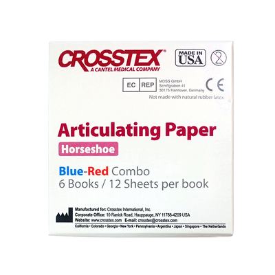 Horseshoe Blue-Red - подковообразная артикуляционная бумага для окклюзионных контактов, цввет красно-голубой, толщина 89 мкм | Crosstex (США)