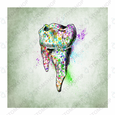 Иллюстрация на холсте Красочный зуб, 30х30 см, зеленый фон