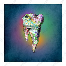 Иллюстрация на холсте Красочный зуб, 30х30 см, синий фон