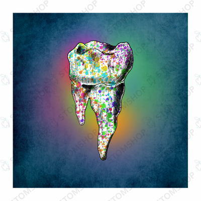 Иллюстрация на холсте Красочный зуб, 30х30 см, синий фон