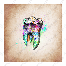 Иллюстрация на холсте Красочный зуб, 30х30 см, бежевый фон
