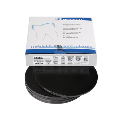 Erkoflex color - термоформовочные пластины, цвет глубокий черный, диаметр 120 мм, 5 шт. | Erkodent (Германия)