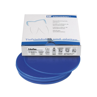 Erkoflex color - термоформовочные пластины, цвет яpкo-синий, диаметр 125 мм, 5 шт. | Erkodent (Германия)