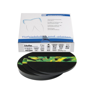 Erkoflex freestyle - термоформовочные пластины, цвет камуфляжная полоса, диаметр 120 мм, 5 шт. | Erkodent (Германия)