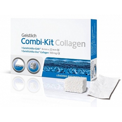 COMBI-KIT Collagen - набор для направленной костной регенерации: BIO-OSS Collagen 100 мг И BIO-GIDE 16х22 мм | Geistlich Pharma (Швейцария)