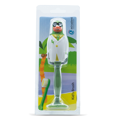 Prof. Paul Попугайчик - детская зубная щетка с защитным футляром, зеленая | Hager & Werken (Германия)