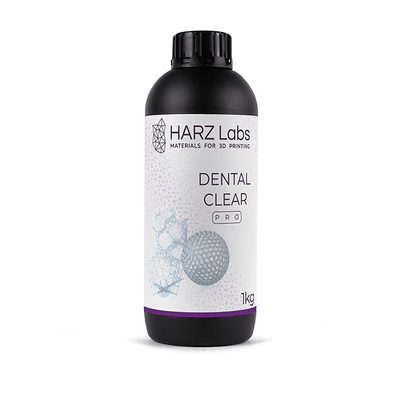 HARZLabs Dental Clear PRO - фотополимерная смола для печати прозрачных сплинтов и капп, цвет прозрачный, 1 кг, цвет прозрачный желтый, 1 кг | HARZ Labs (Россия)