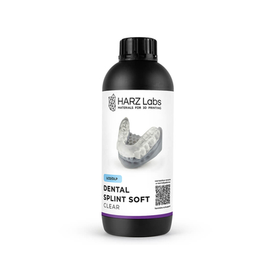 HARZ Labs Dental Splint Soft - фотополимерная смола для изготовления жестко-эластичных капп и сплинтов, прозрачная, 1 кг | HARZ Labs (Россия)