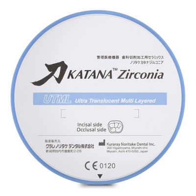 Katana ZR UTML - предварительно окрашенная, ультра-прозрачная заготовка из диоксида циркония | Kuraray Noritake (Япония)