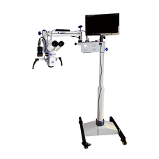 Vision 5 Plus 0-180 - дентальный операционный микроскоп с изменяемым углом наклона тубуса 0-180°, 5-ти ступенчатым увеличением, HD-видеофиксацией и галогенным светом