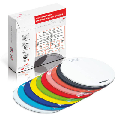 BIOPLAST Color – термоформовочные пластины, цветные, диаметр 125 мм, толщина 3 мм, SD, 10 шт | Scheu Dental (Германия)