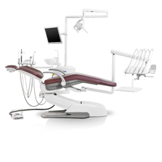 Siger U500 - стоматологическая установка с верхней подачей инструментов, с креплением блока на шарнире под креслом