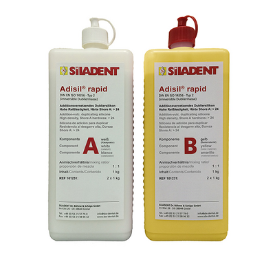 Adisil Rapid - силикон для дублирования, цвет желтый, компоненты A и B, твердость по Шору 24, 2x1 кг | Siladent (Германия)