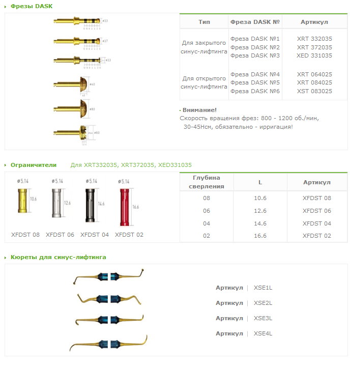 Инструменты для синус лифтинга в стоматологии фото и описание
